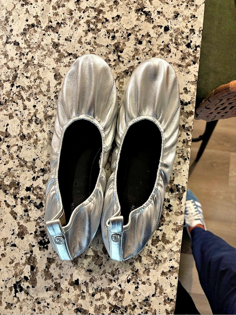 Tory Burch Eddie 2.0 Ballet Flat Metallic Silver Flats